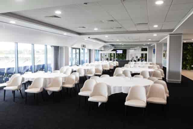 Warwickshire Suite at Edgbaston Stadium, bright event space for corporate dinners and networking.