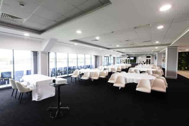 Warwickshire Suite at Edgbaston Stadium: Light-filled banquet space for corporate events and galas.