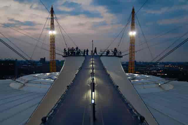 "Stunning rooftop event space at The O2 with breathtaking skyline views for gatherings."