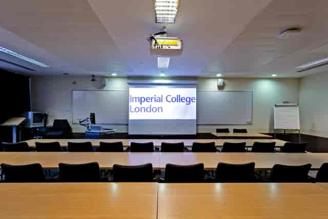 Conference room at Imperial College London with projection screen for seminars and meetings.