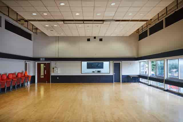 Main Hall at Mill Co. Rose Lipman, bright event space with hardwood floor for meetings and workshops.