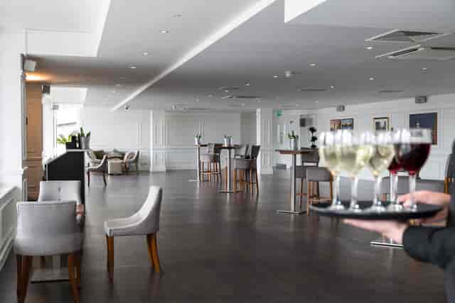 Elegant Lower River Room at The Mermaid London, ideal for networking and cocktail receptions.