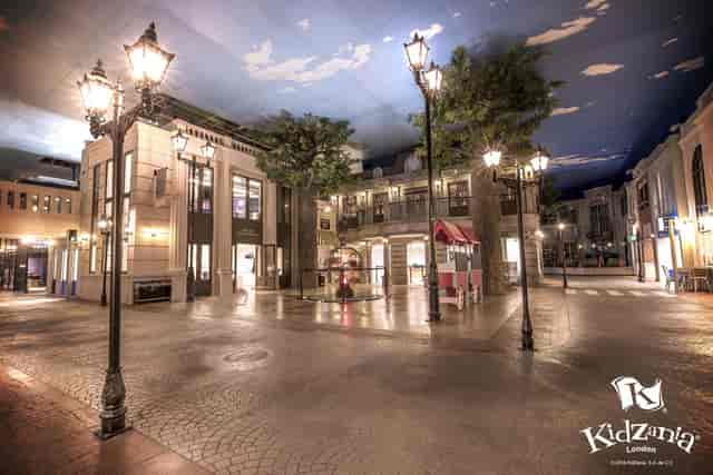 Vibrant indoor space in KidZania London for corporate events and family activities.
